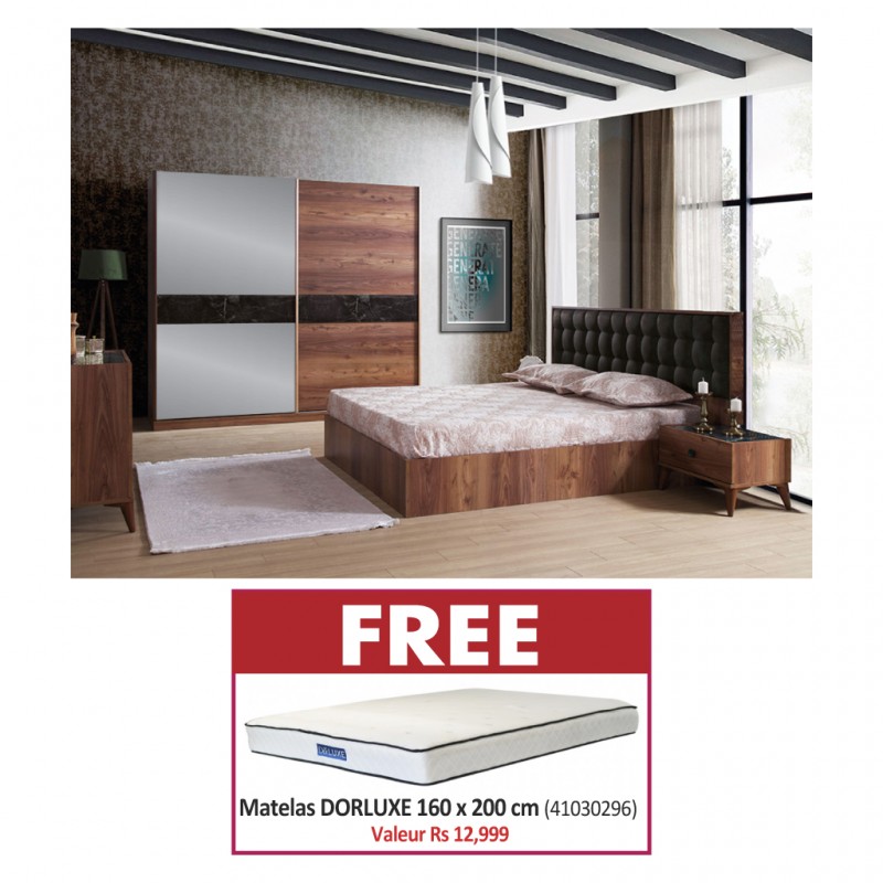 Ruby Bedroom Set 160x200 cm Black Marbles Color & Free Dorluxe Spinal ...