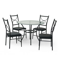 Jace Table and 4 Chairs Metal and Glass