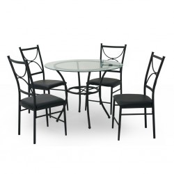 Jace Table and 4 Chairs Metal and Glass