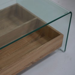 Egeria Coffee Table Glass/MDF W/4Wheels
