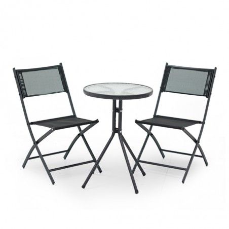 Barnsley Table and 2 Chairs S.Steel Dark Grey