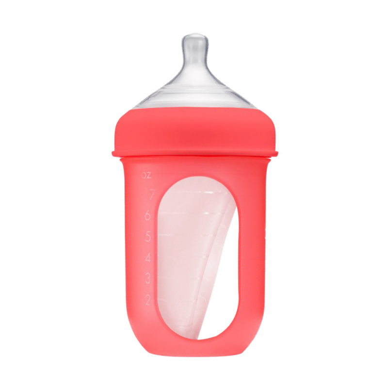 Boon Nursh Silicone Pouch Bottle 8oz-Coral Boon Nursh Silicone Pouch Bottle 8oz-Coral