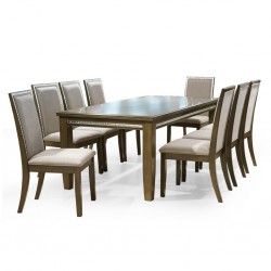 Lowa Table and 8 Chairs Rubberwood & MDF Top