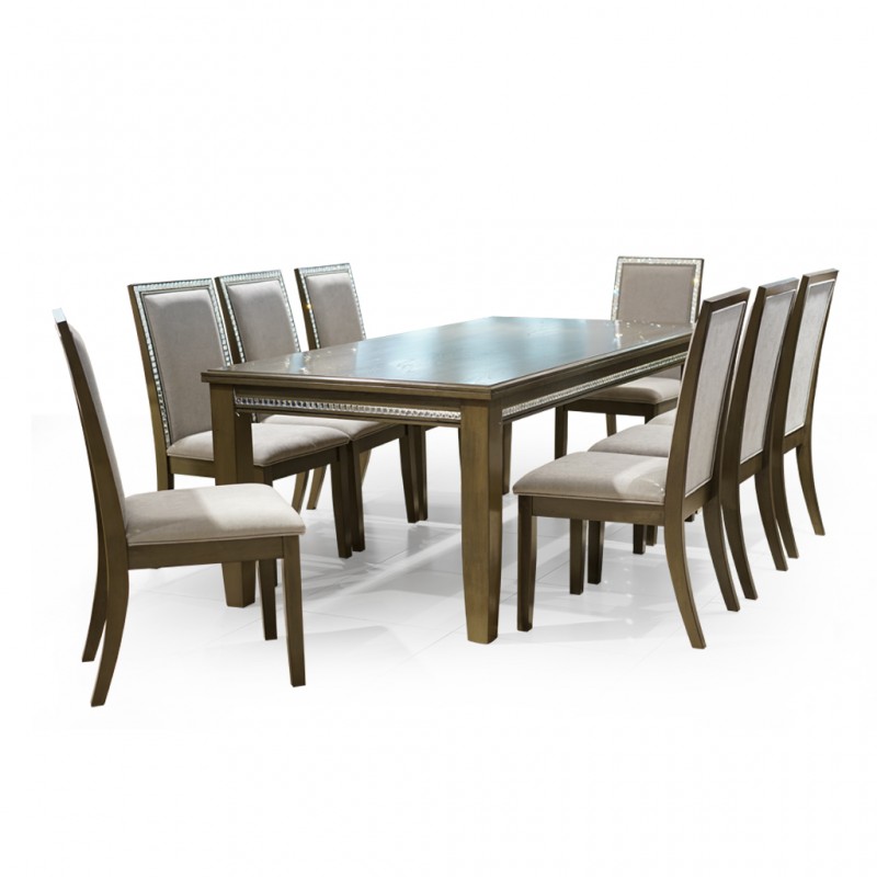 Lowa Table and 8 Chairs Rubberwood & MDF Top