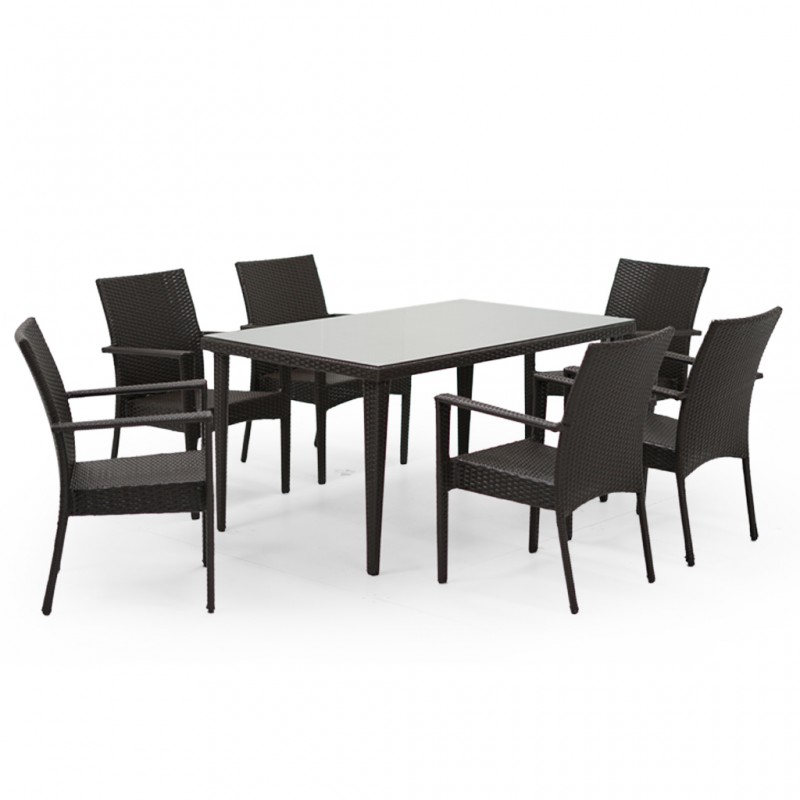Brooks Table and 6 Chairs PE Rattan