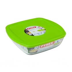 Pyrex COOK AND STORE 2.2L Square Dish With Plastic Lid 25x22x7 "O"