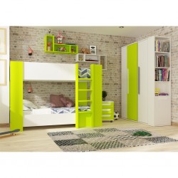 Glitter Bunk Bed 90x190cm White & Green P.Board