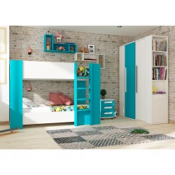 Glitter Bunk Bed 190cm White & Blue Particle Board