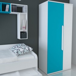 Glitter Wardrobe 2 Doors White & Blue P.Board