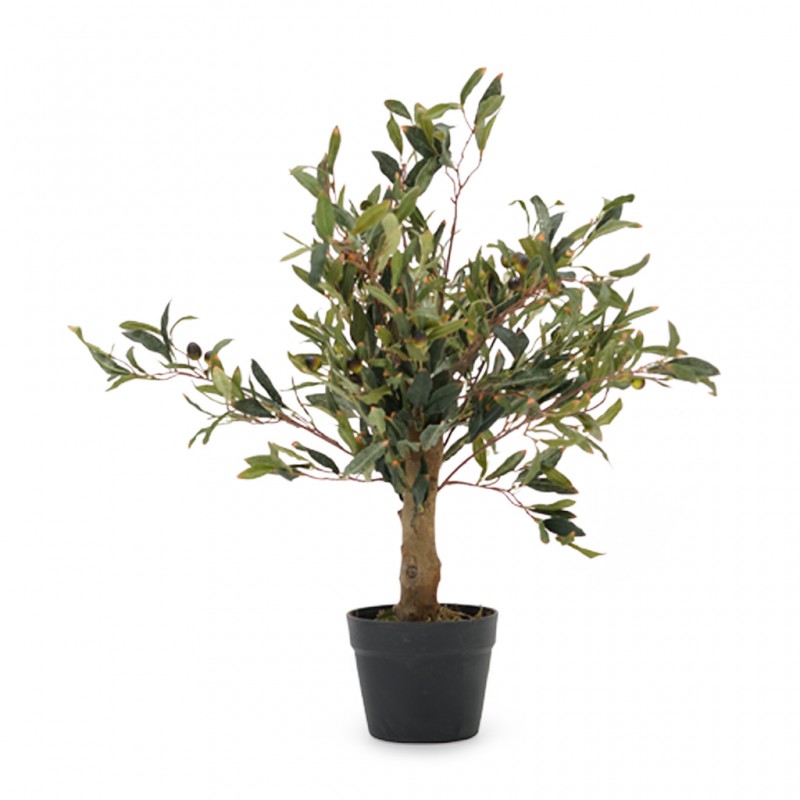 Green Plastic Potted Olive Tree 14"W x 26"H