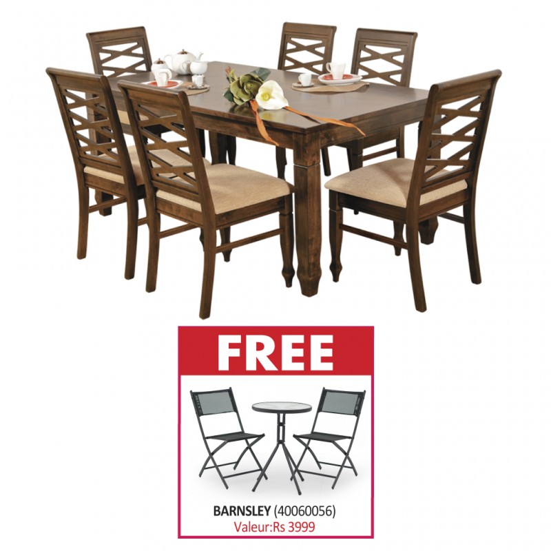 Nairobi Table and 6 Chairs Rubberwood & Free Barnsley Table and 2