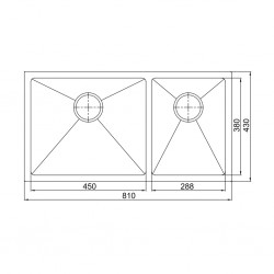 Dura Sink S8143 Double Drainer 810x430x215/190