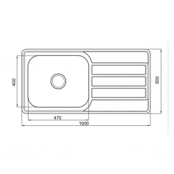 Dura Sink 10050N Single drainer 1000x500x180