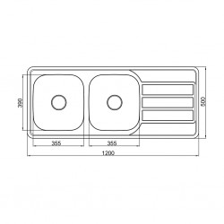 Dura Sink 12050N Double Drainer 1200x500x220