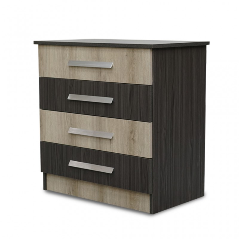Florence Chest of Drawer With 4 Drawers MDF Zebra Patten & Greyish Grey