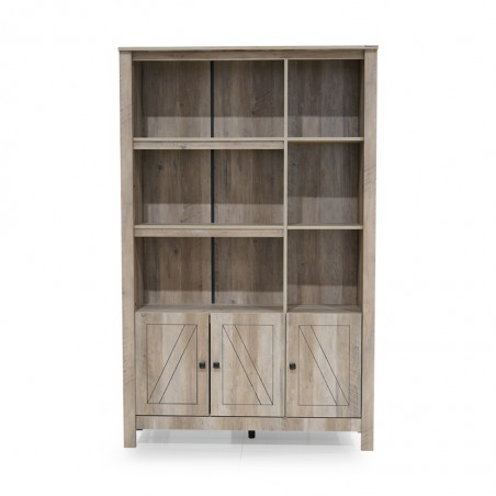 Loas Bookshelf 3 Doors+6 Tiers Rustic Oak