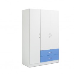 Alpha Wardrobe 3 Doors MDF White & Blue
