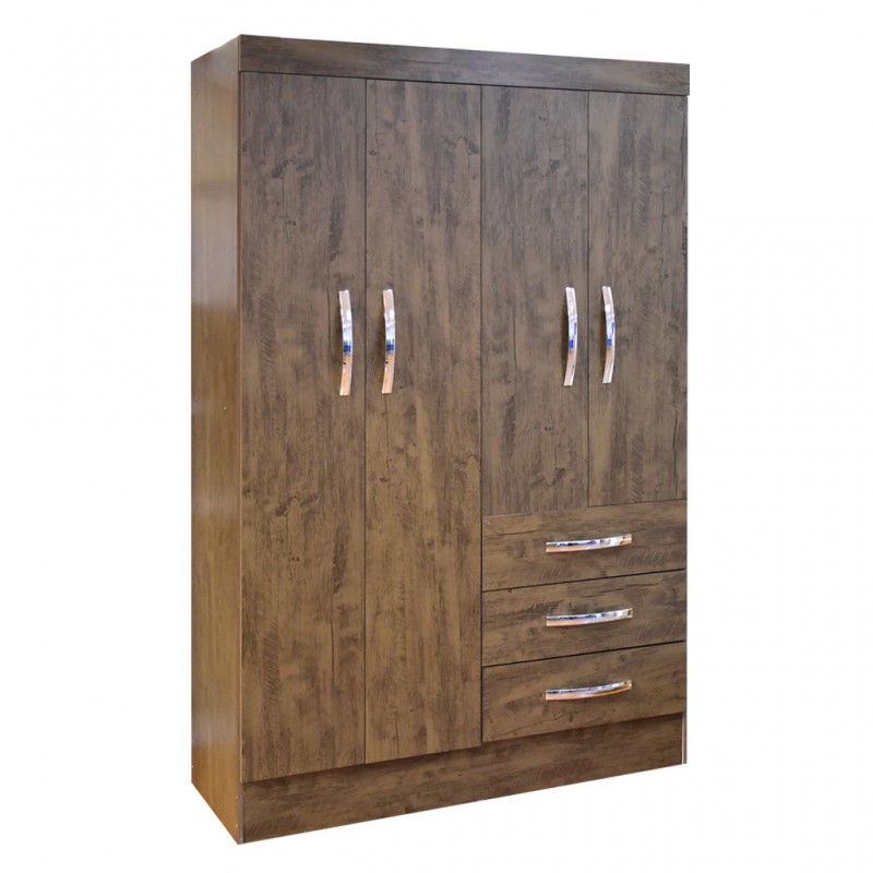 Sino Wardrobe 4 Doors Walnut Brown PB