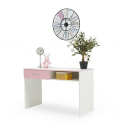 Alpha Office Table MDF White & Pink