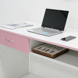 Alpha Office Table MDF White & Pink