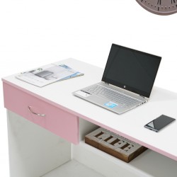 Alpha Office Table MDF White & Pink