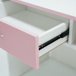 Alpha Office Table MDF White & Pink