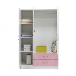 Alpha Warbrobe 3 Doors MDF White & Pink