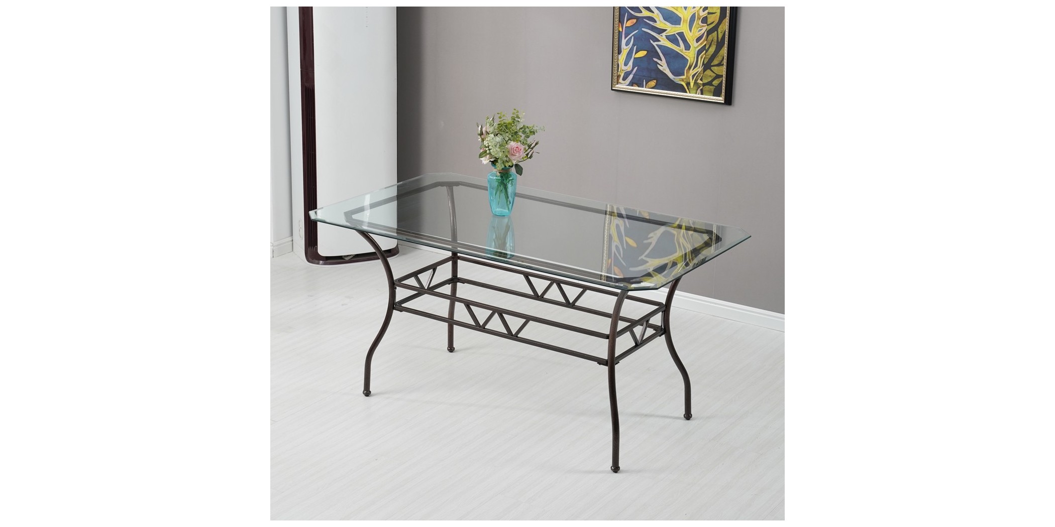 Princy Table and 6 Chairs Metal and Glass