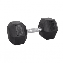 Black Rubber Hex Dumbbell  Set 25 kg