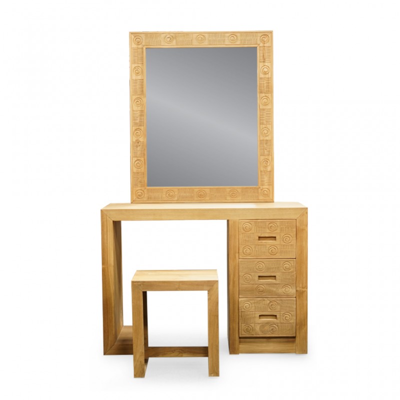 Luxor Dressing Table W/Mirror+3 Drawers In Teak Luxor Dressing Table W/Mirror+3 Drawers In Teak