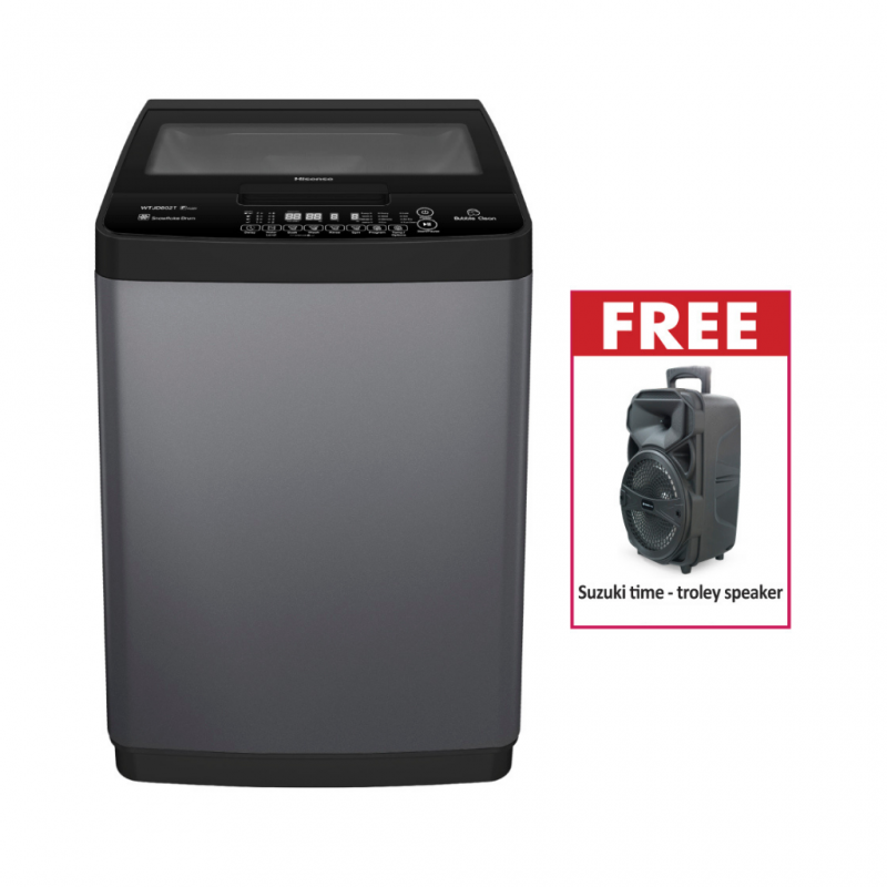 Hisense WTJD802T Washing Machine & Free Suzuki time-trolley speaker Hisense WTJD802T Washing Machine & Free Suzuki time-trolley speaker