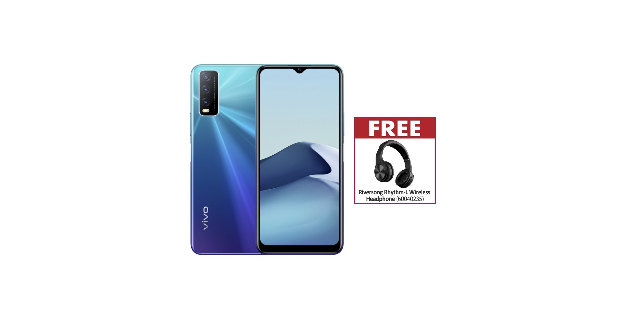 Vivo Y20 Nebula Blue & Free Riversong RhythmL Wireless Headphone