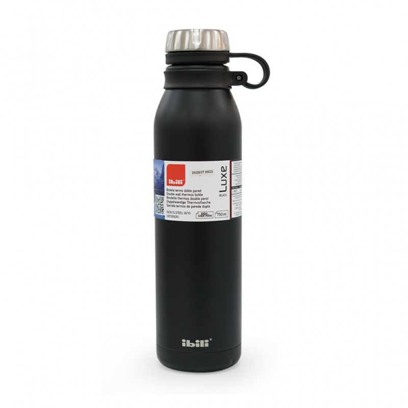 Ibili 626307B Black S/Steel 750ml Thermo Bottle Double Wall