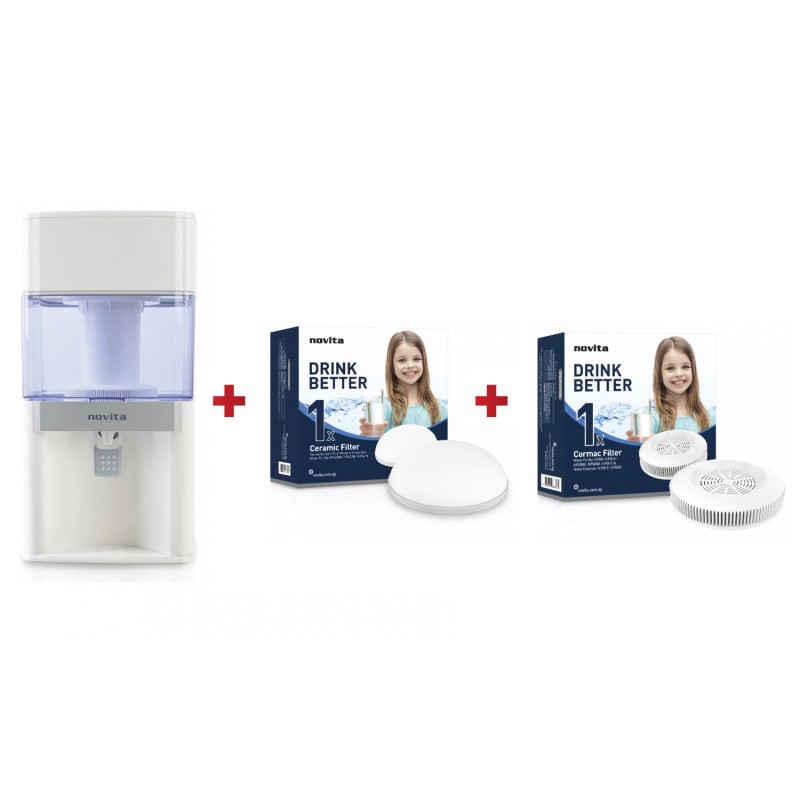 Novita NP6610 Portable Water Purifier + Novita Ceramic 1 Year Replacement Filter + Novita Cormac 1 Year Replacement Filter