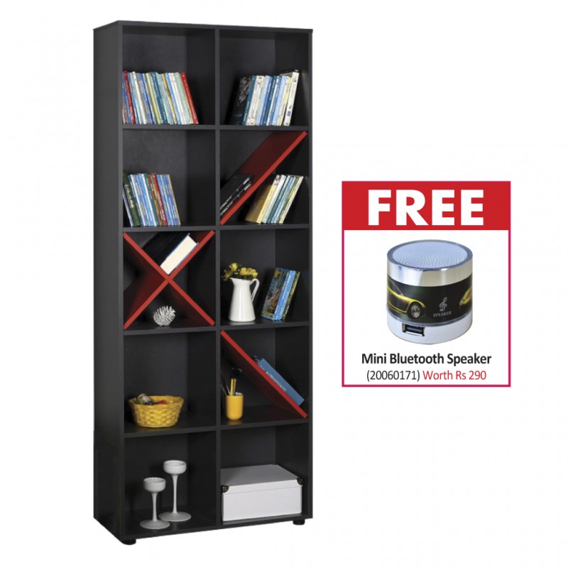 Gaming Bookcase W/10 Shelves Anthracite & Red & Free Mini Bluetooth Speaker with Light 50CM Gaming Bookcase W/10 Shelves Anthracite & Red & Free Mini Bluetooth Speaker with Light 50CM