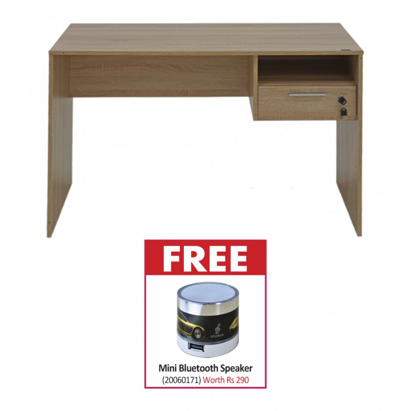 Concept Office Desk Sonoma & Free Mini Bluetooth Speaker with Light 50CM