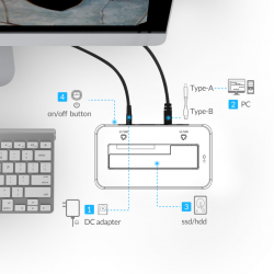 ORICO HDD Dock 2.5"/3.5" USB 3.0, 1 Bay (Black)