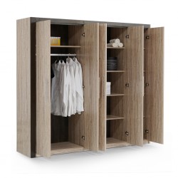 Flavi Wardrobe 5 Doors MDF White Oak