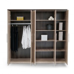 Flavi Wardrobe 5 Doors MDF White Oak