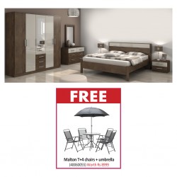 Miami Bedroom Set 180x200 cm Wengue PB & Free Malton Table and 4 Chairs + Beach Umbrella