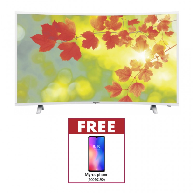 Myros DSUC-559000 AP 55'' 4K Curved Smart TV & Free Myros Smartphone E70 Myros DSUC-559000 AP 55'' 4K Curved Smart TV & Free Myros Smartphone E70