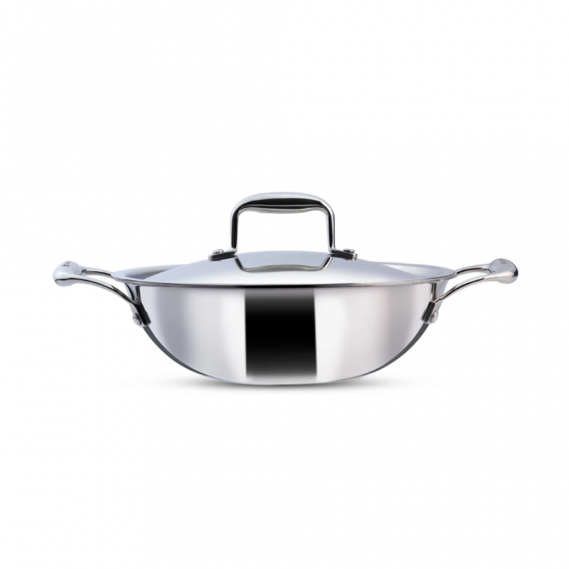 Wonderchef Nigella WON453 20cm/1.5L Wok W/Lid TriPly 2.6mm S/S Induction 10YW -63153400 "O"