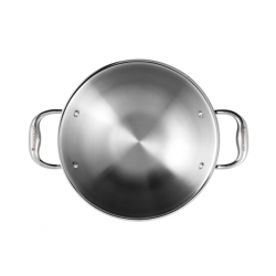 Wonderchef Nigella WON453 20cm/1.5L Wok W/Lid TriPly 2.6mm S/S Induction 10YW -63153400 "O"