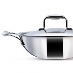 Wonderchef Nigella WON453 20cm/1.5L Wok W/Lid TriPly 2.6mm S/S Induction 10YW -63153400 "O"