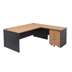 Desk L Shape 3 Drawers With Central Locking System