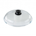 AMT 026-E-Z1-L2 26cm Glass Lid With English Sleeve With Mounted Lid Knob "O"