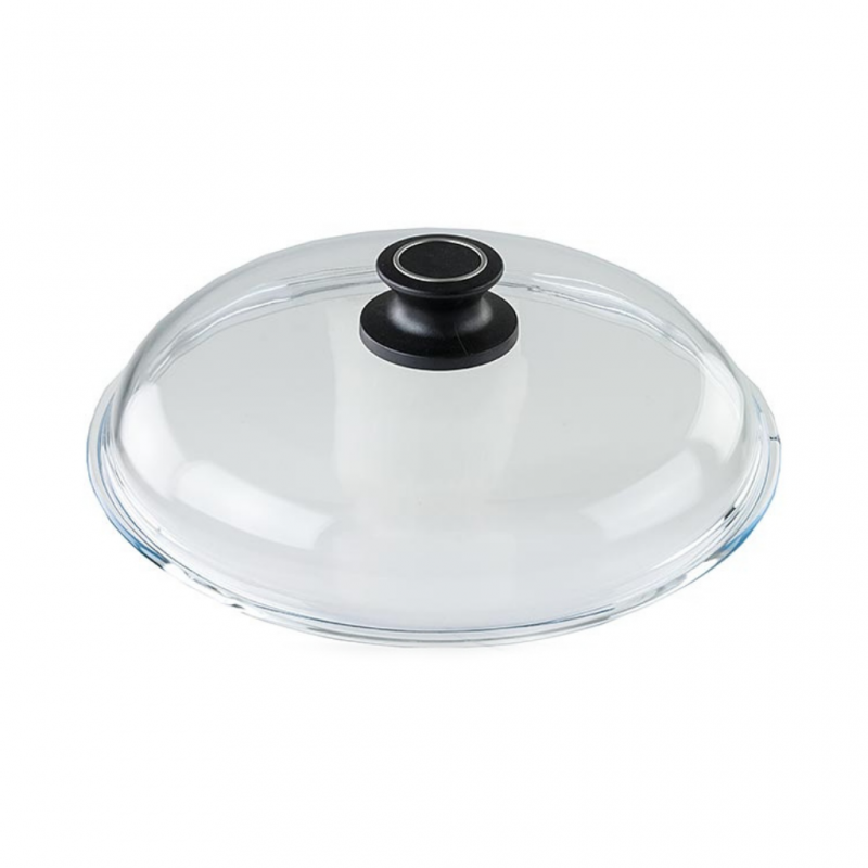 AMT 026-E-Z1-L2 26cm Glass Lid With English Sleeve With Mounted Lid Knob "O"