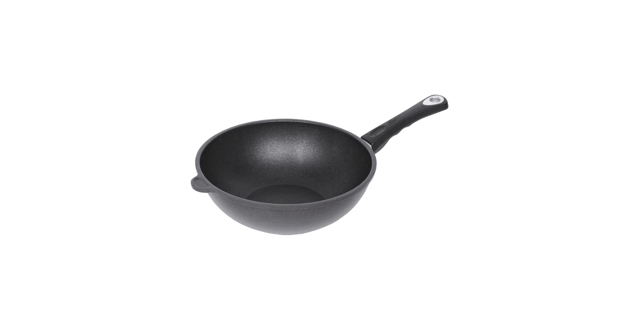 Wok De Hierro Fundido AMT Gastroguss 28 Cm - Antiadherente Lotan®, Mango Extraíble, Para Gas Y Eléctrica