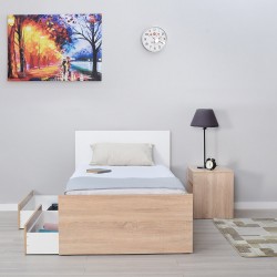 Davis Bed 90x190 cm Sonoma/Diamond White Color