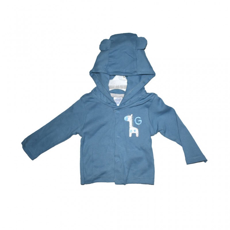 Hooded Jacket With Embroidery Blue Jean 6-12mths LI5488